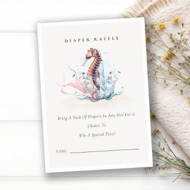 Underwater Seahorse Diaper Raffle Baby Shower Enclosure Card