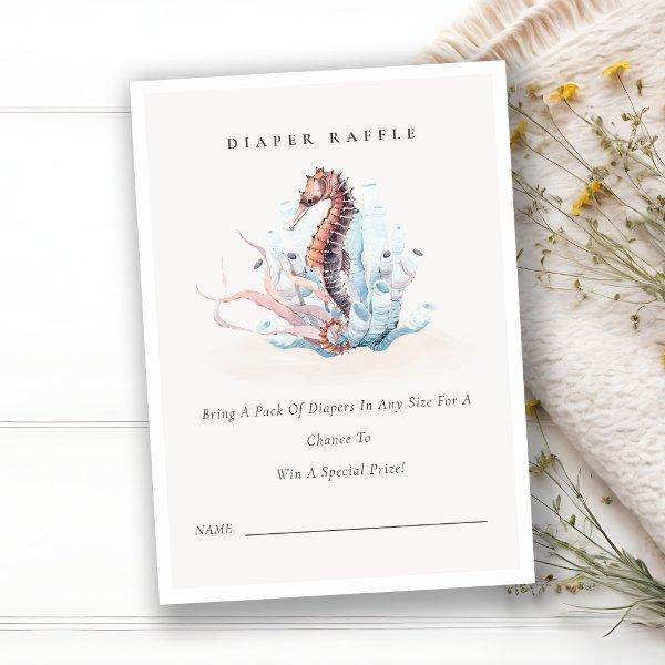 Underwater Seahorse Diaper Raffle Baby Shower Enclosure Card