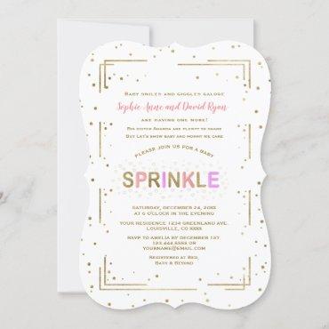 Unique Gold Glitter SPRINKLE Girl Baby Shower Invitation