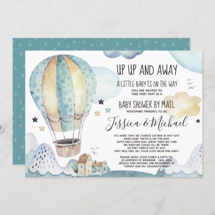 Up and Away Hot Air Ballon | Baby Shower by Mail Invitation