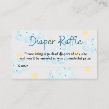 Up Up and Away Clouds and Stars Diaper Raffle Enclosure Card