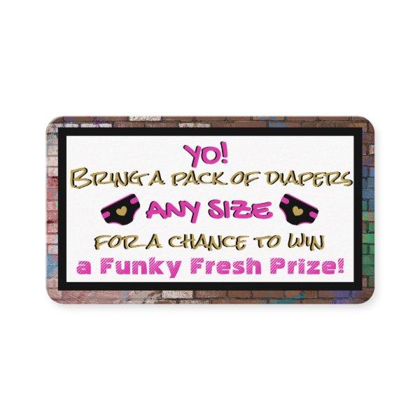 Urban Pink & Black Hip Hop Diaper Raffle Enclosure Card