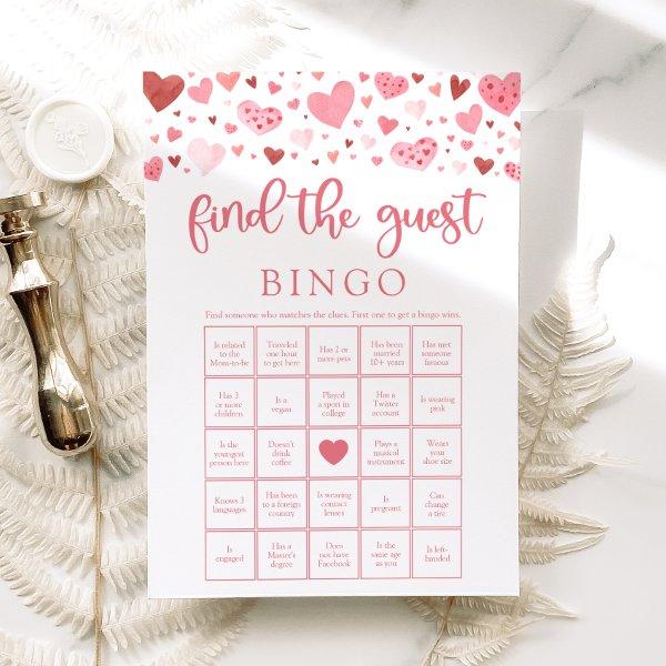 Valentine Find the Guest Bingo Baby Shower Game