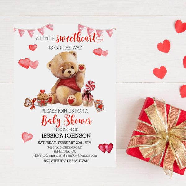 Valentine's Day Baby Shower Teddy Bear Hearts