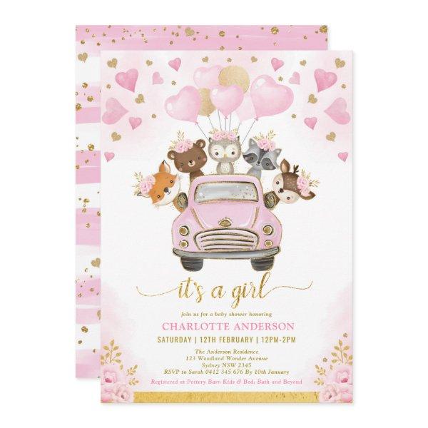 Valentines Woodland Pink Gold Balloons