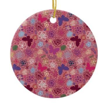 Verbena Pink Ceramic Ornament