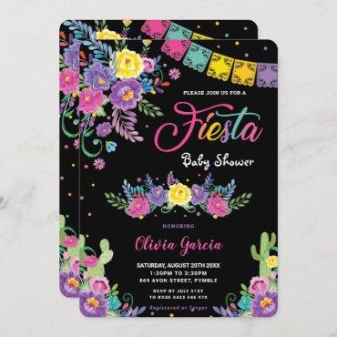 Vibrant Mexican Floral Fiesta Baby Shower Girl  Invitation