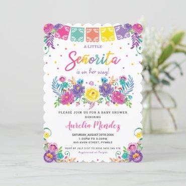 Vibrant Mexican Floral Señorita Baby Shower Girl   Invitation