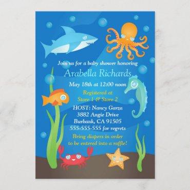 Vibrant Under the Sea Baby Shower Invitations