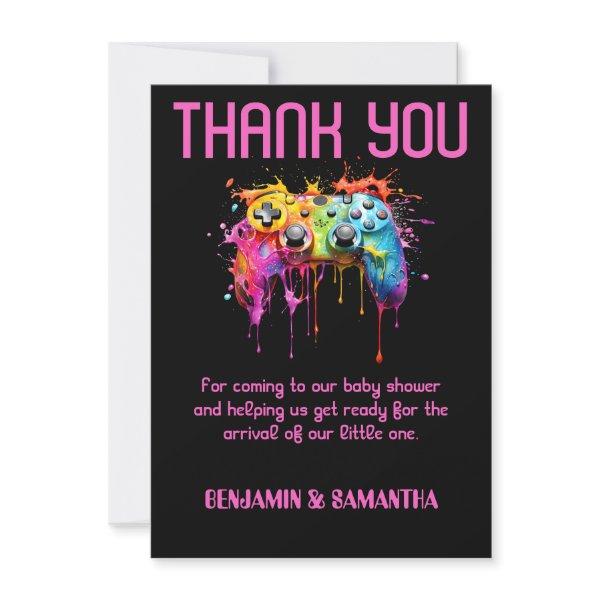 Video Game Girl Baby Shower Thank You Card