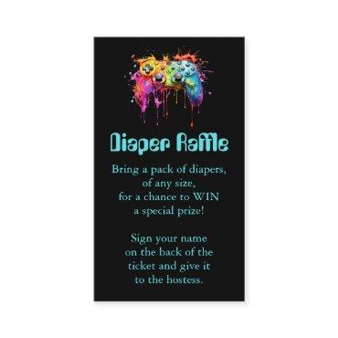 Video Games Blue Baby Shower Diaper Raffle Ticket Enclosure Card