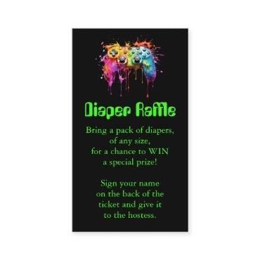 Video Games Green Baby Shower Diaper Raffle Ticket Enclosure Card