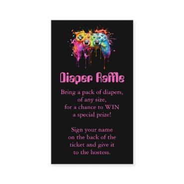 Video Games Pink Baby Shower Diaper Raffle Ticket Enclosure Card