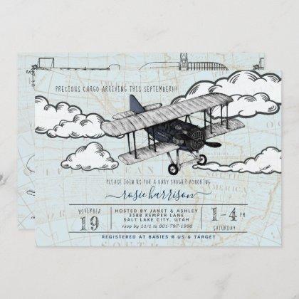 Vintage Airplane | Travel Baby Shower Invitation