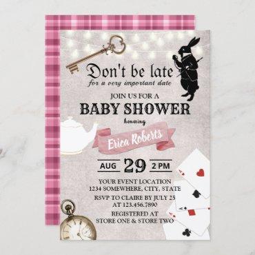 Vintage Alice in Wonderland Cute Girl Baby Shower Invitation