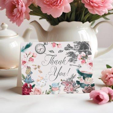 Vintage Alice In Wonderland Fairytale Collage Thank You Card