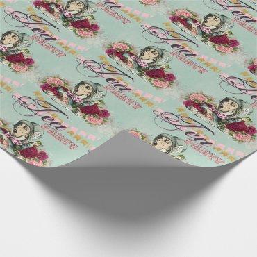 Vintage Alice In Wonderland Tea Party BABY SHOWER Wrapping Paper