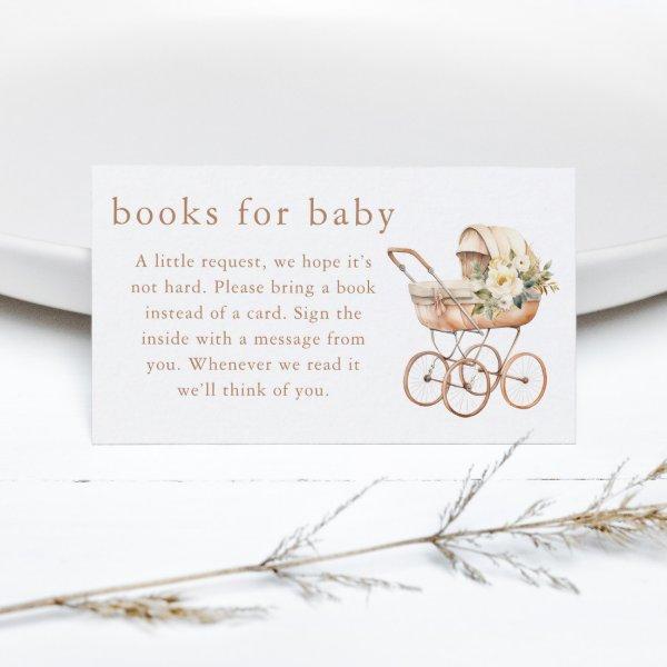 Vintage Baby Carriage Baby Shower Books for Baby Enclosure Card