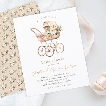Vintage Baby Carriage Neutral Couples Baby Shower