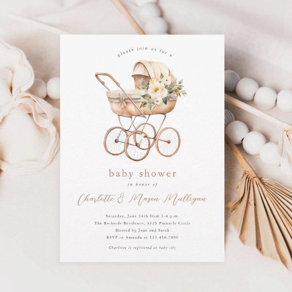 Vintage Baby Carriage Neutral Couples