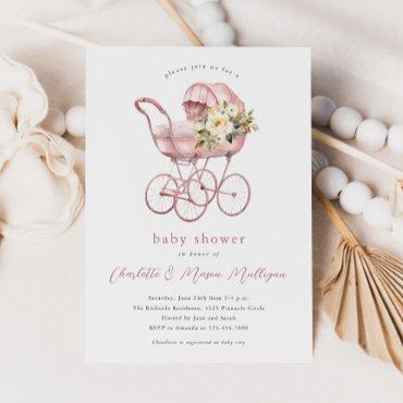 Vintage Baby Carriage Pink Couples