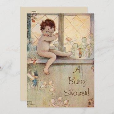 Vintage Baby Peter Pan Baby Shower Invitation