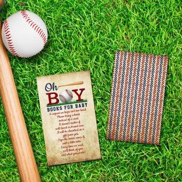Vintage Baseball Boys Baby Shower Book Request Enclosure Card