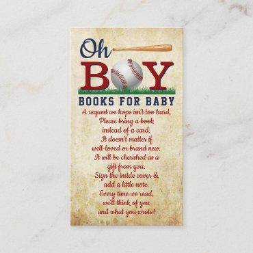 Vintage Baseball Boys Baby Shower Book Request Enclosure Card