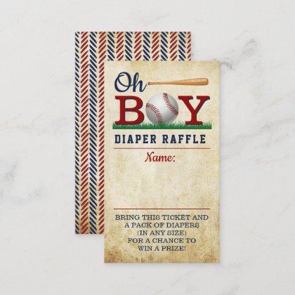 Vintage Baseball Boys Baby Shower Diaper Raffle Enclosure Card