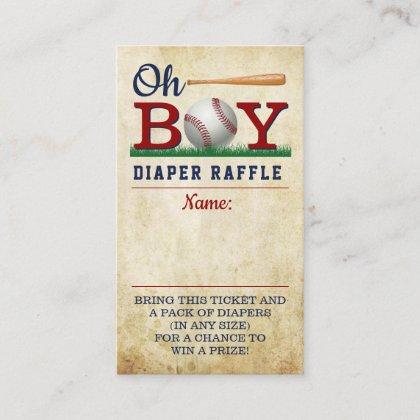 Vintage Baseball Boys Baby Shower Diaper Raffle Enclosure Card