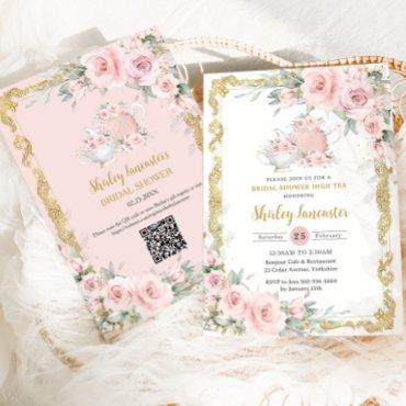 Vintage Blush Pink Floral Tea Party Bridal Shower