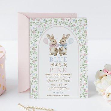 Vintage Bow Bunny Blue or Pink Gender Reveal