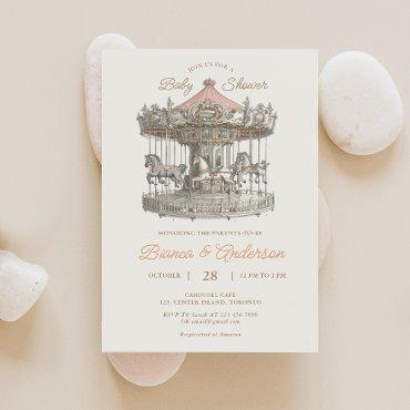 Vintage Carousel Baby Shower Invite 2