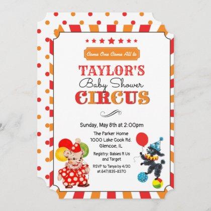 Vintage Circus Baby Shower Invitation