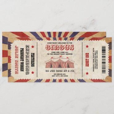 Vintage Circus Baby Shower Ticket Carnival Theme