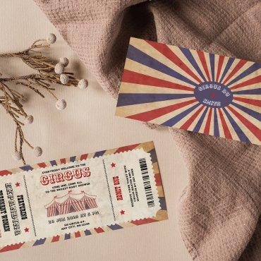 Vintage Circus Baby Shower Ticket Carnival Theme