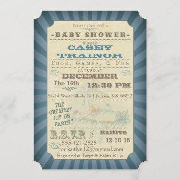 Vintage Circus Ticket Baby Boy Shower