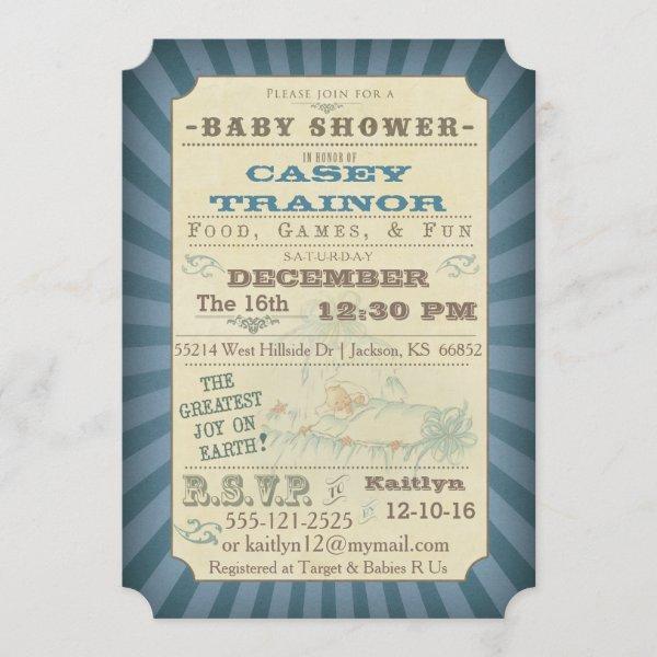 Vintage Circus Ticket Baby Boy Shower