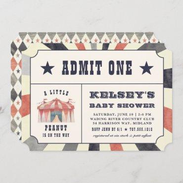 Vintage Circus Ticket Baby Shower Invitation