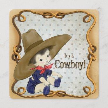Vintage Cowboy Baby Shower Invitation