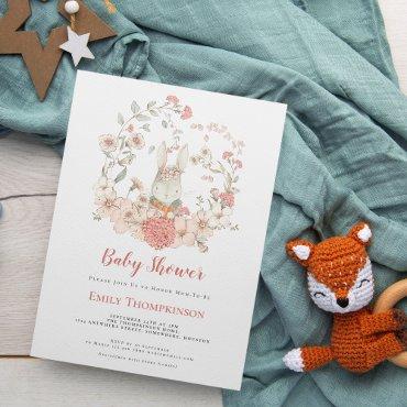 Vintage Cute Bunny Foliage Peach
