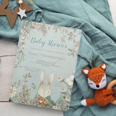 Vintage Cute Bunny Wild Flowers Boy