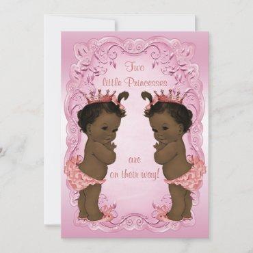 Vintage Ethnic Princess Twins Baby Shower Pink