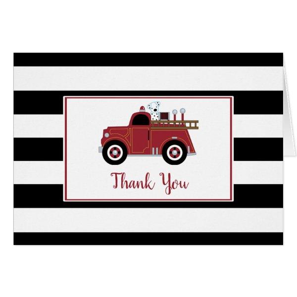 Vintage Fire Truck Baby Shower Thank You Note