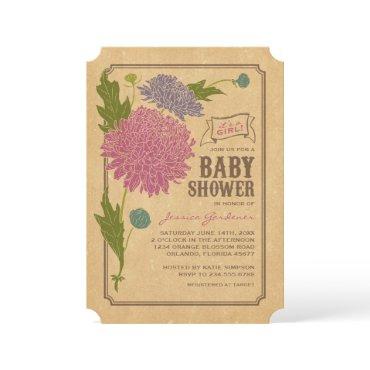 Vintage Floral Garden Party Baby Shower Invite