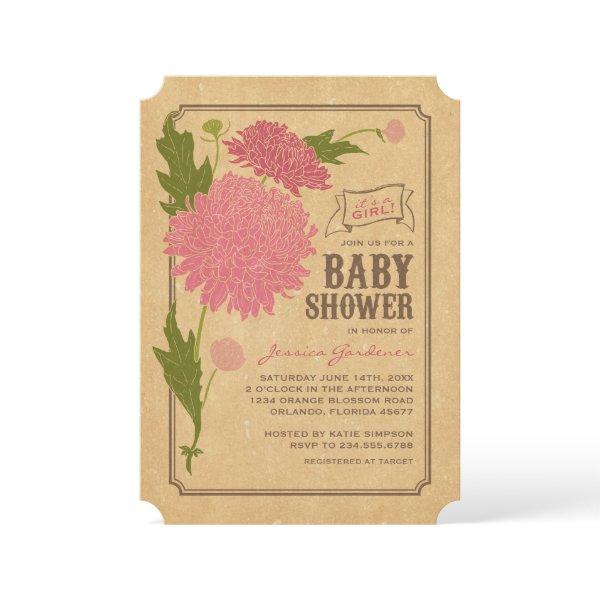 Vintage Floral Garden Party Baby Shower Invite