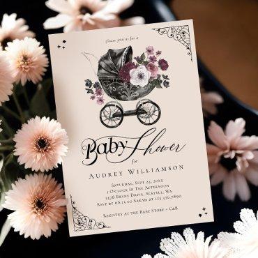 Vintage Floral Gothic Stroller Spooky