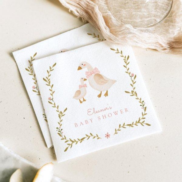 Vintage Goose Girl Baby Shower Napkins