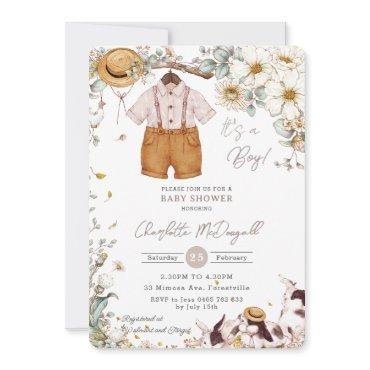 Vintage Ivory Floral Greenery Boy