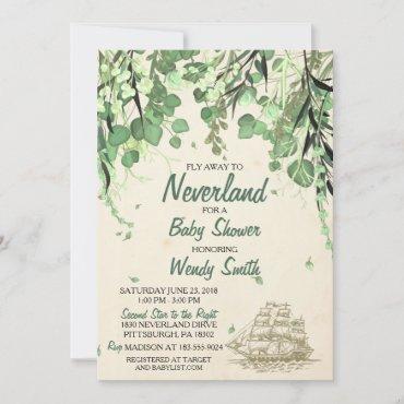 Vintage Peter Pan Neverland Baby Shower Invitation